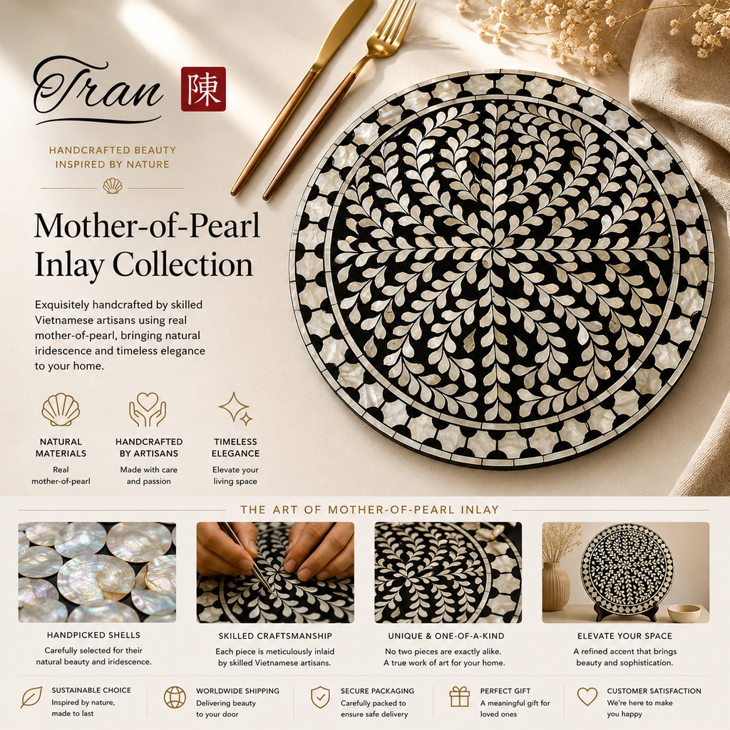 Handcrafted Mother of Pearl Serving Platter – Elegant Table & Home Decor
