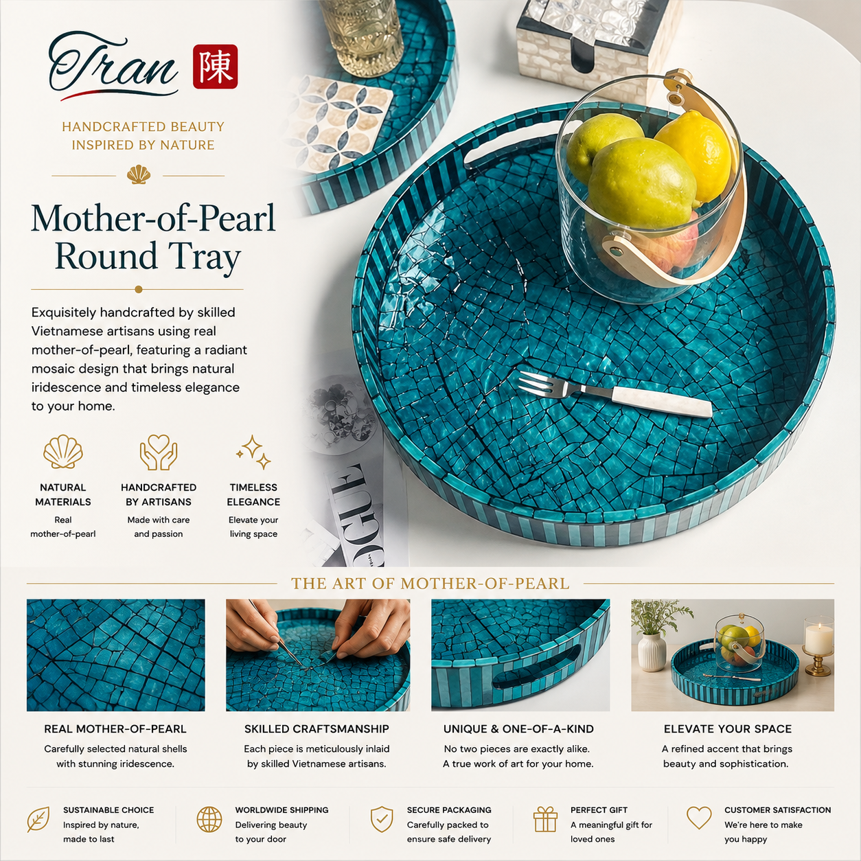 Mother of Pearl Inlay Multipurpose Tray