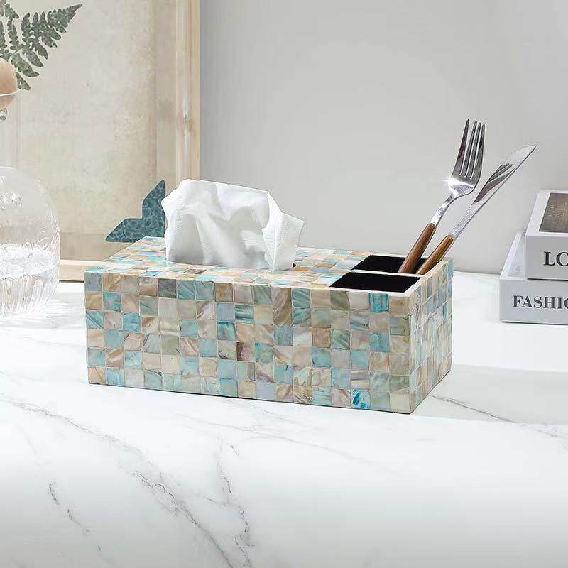 Luxury Mother of Pearl Tissue Box Cover – Handcrafted Decorative Holder