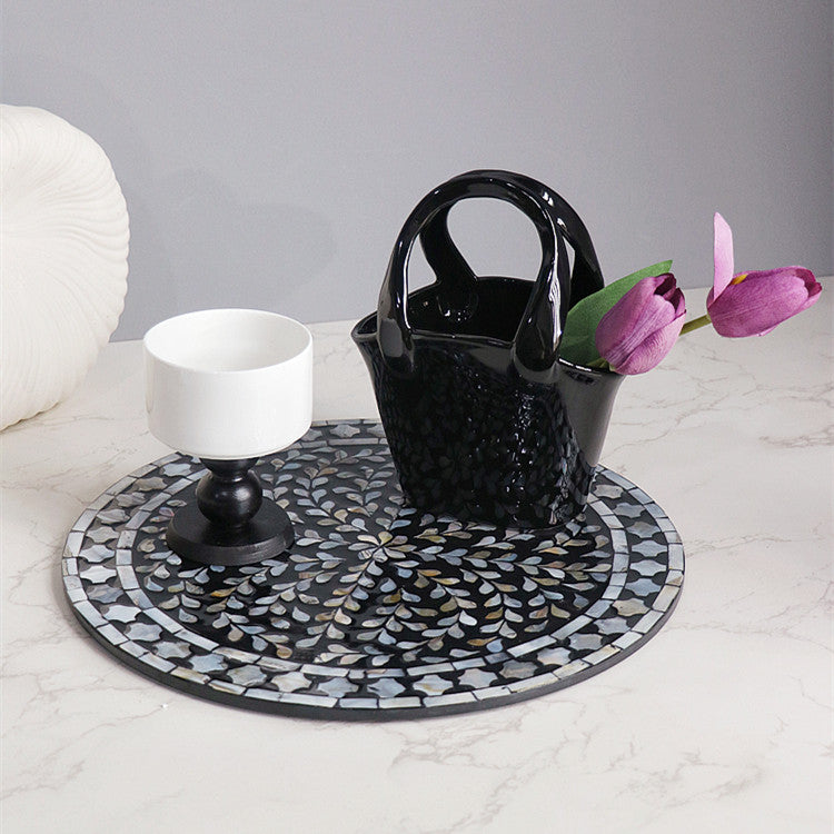Handcrafted Mother of Pearl Serving Platter – Elegant Table & Home Decor