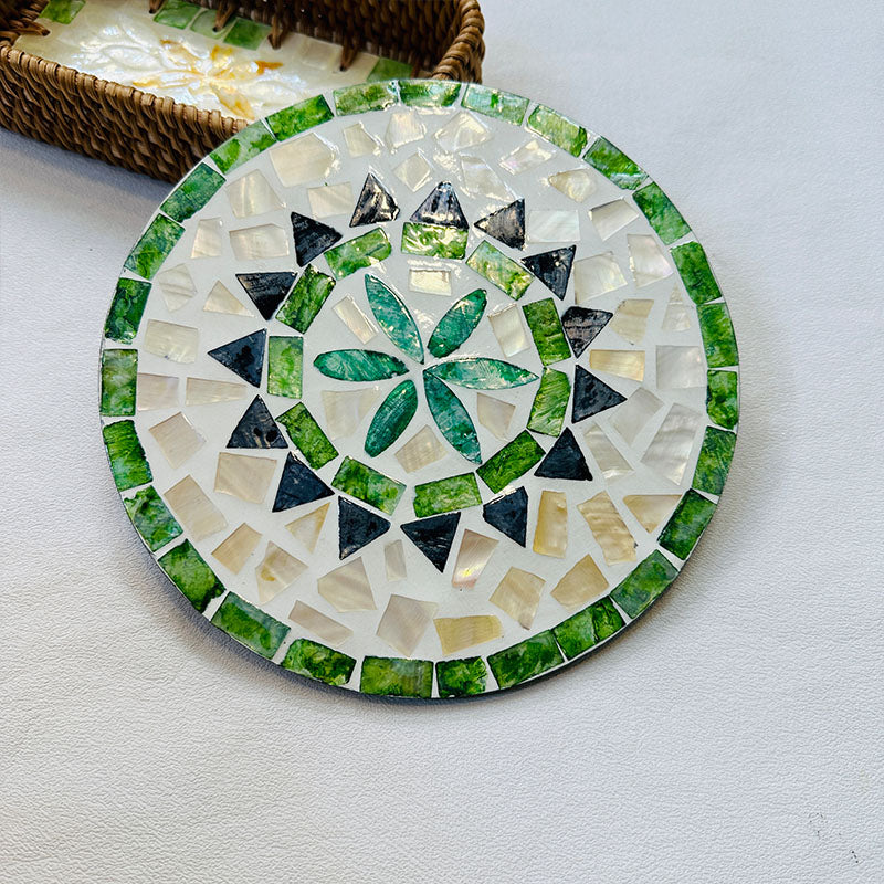 Artisan Mother of Pearl Mosaic Platter – Serving & Decorative Tray