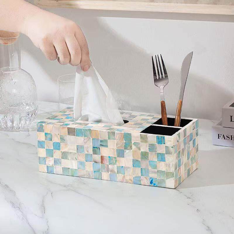 Luxury Mother of Pearl Tissue Box Cover – Handcrafted Decorative Holder
