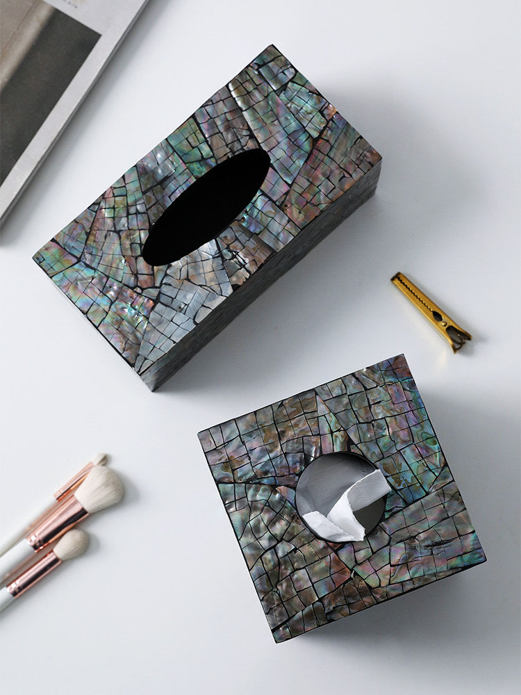Handcrafted Mother of Pearl Inlay Tissue Box Cover