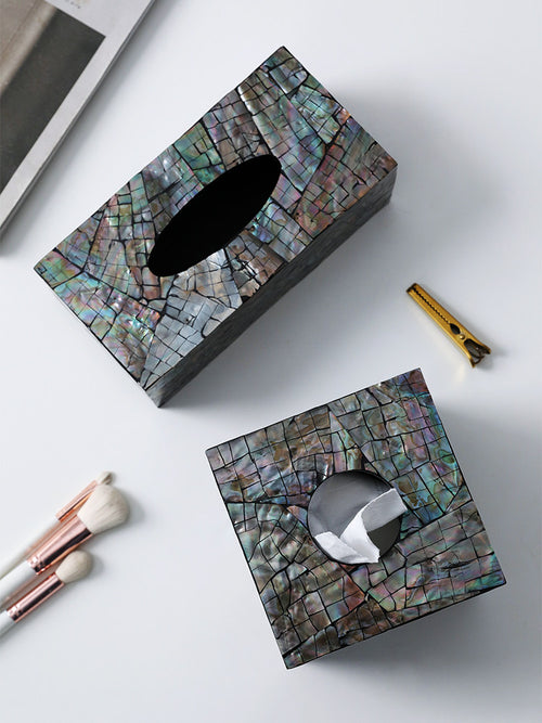 Handcrafted Mother of Pearl Inlay Tissue Box Cover