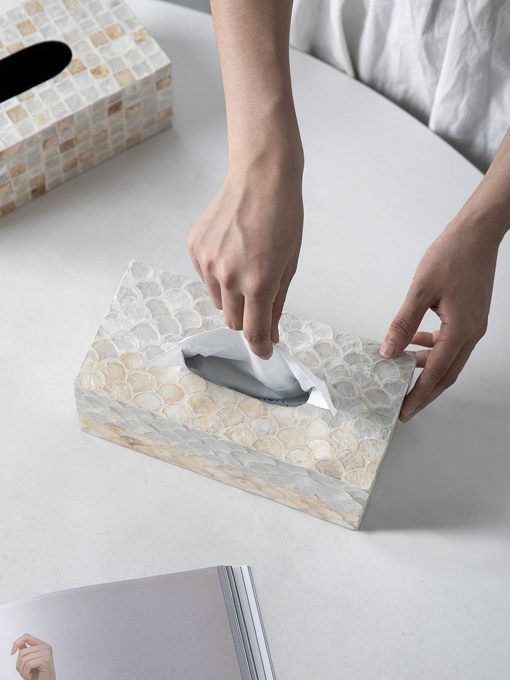 Mother of Pearl Mosaic Tissue Box – Handmade Home Decor