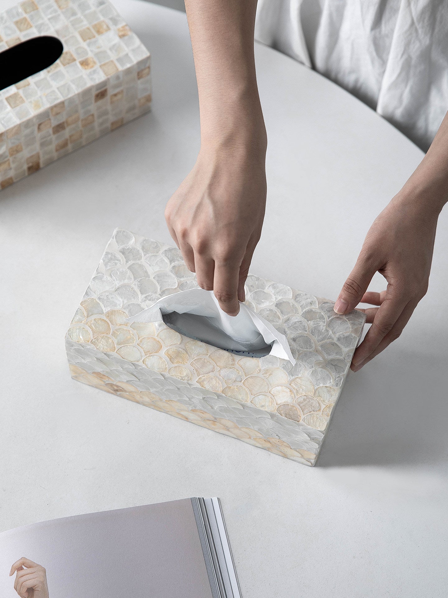 Mother of Pearl Mosaic Tissue Box – Handmade Home Decor