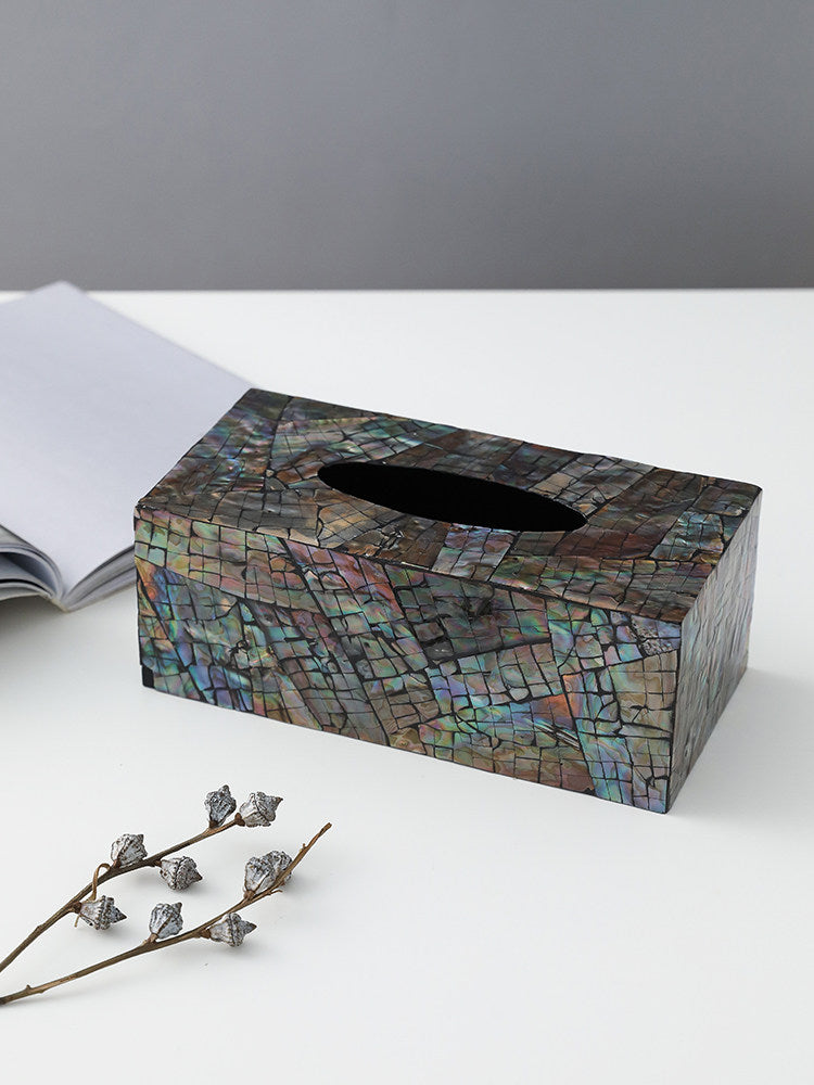 Handcrafted Mother of Pearl Inlay Tissue Box Cover