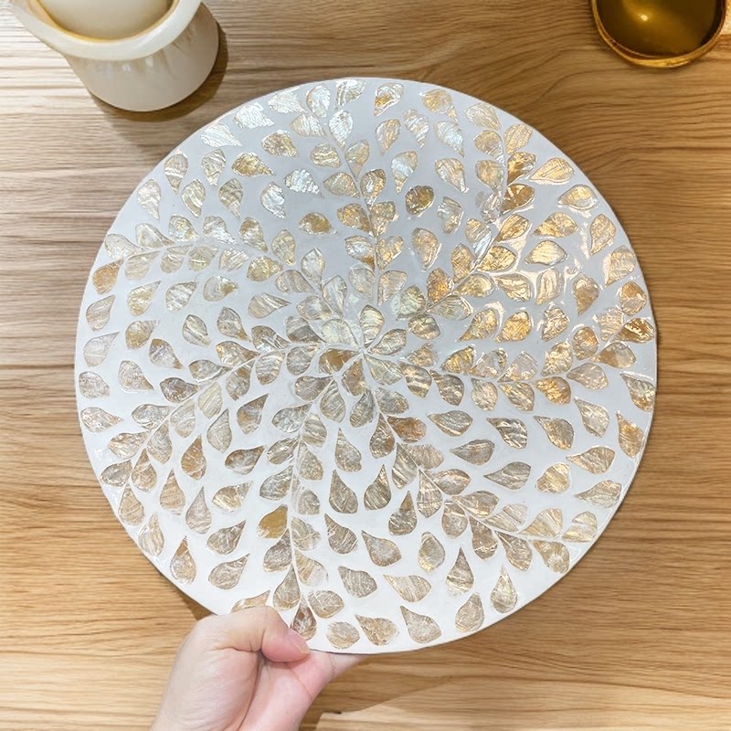 Handmade Mother of Pearl Inlay Plate for Serving & Display
