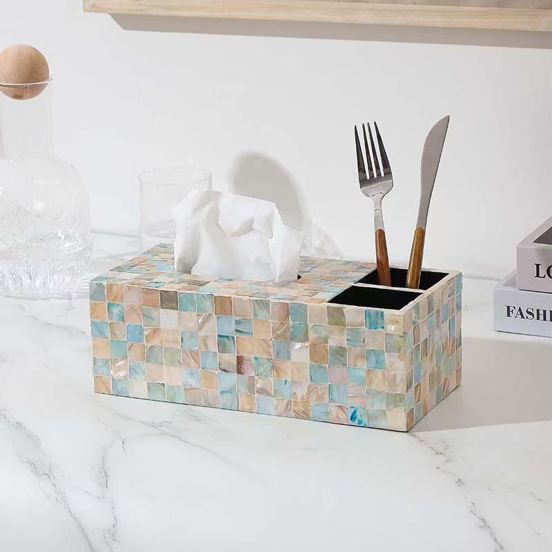 Luxury Mother of Pearl Tissue Box Cover – Handcrafted Decorative Holder