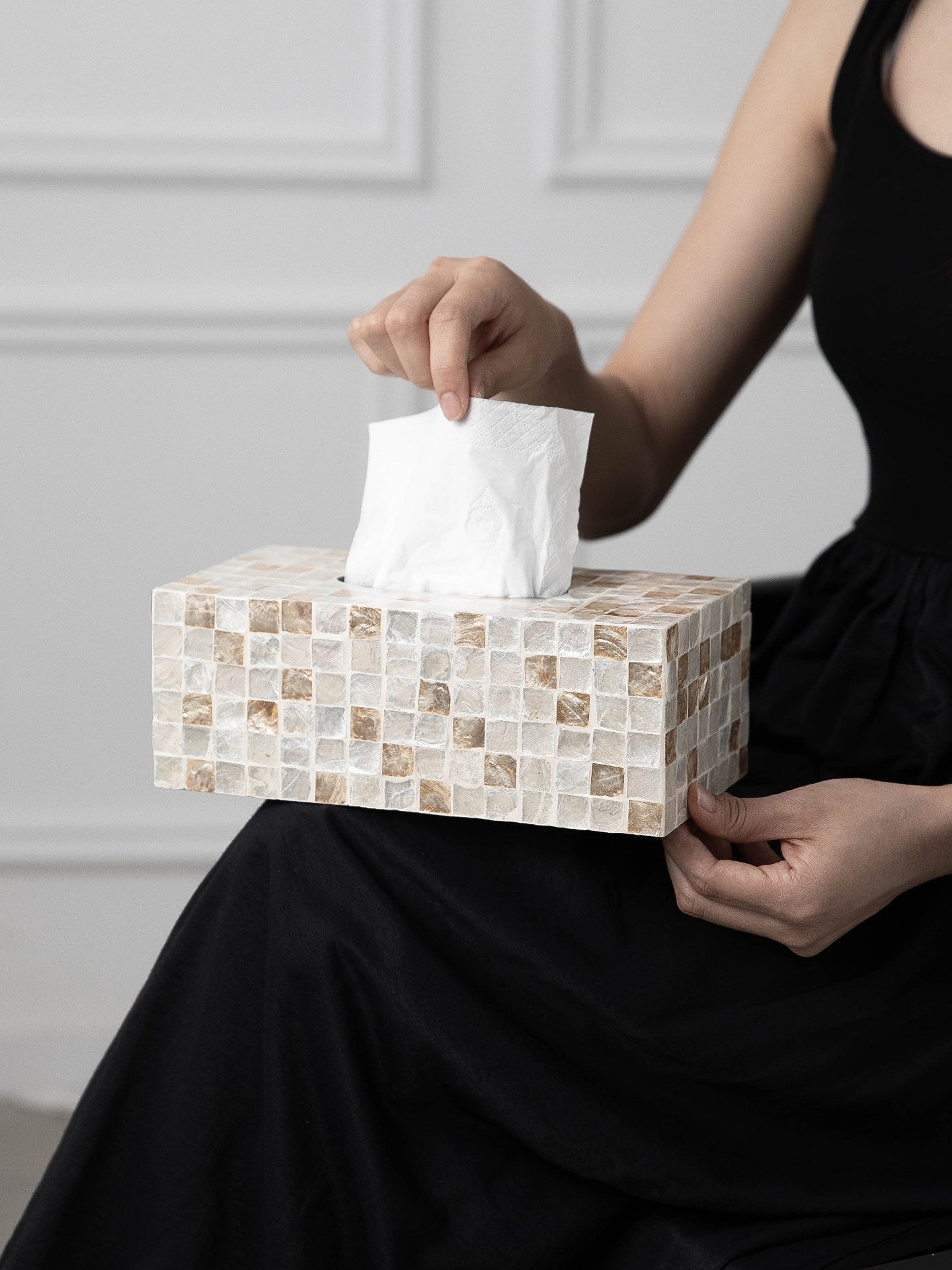 Mother of Pearl Mosaic Tissue Box – Handmade Home Decor