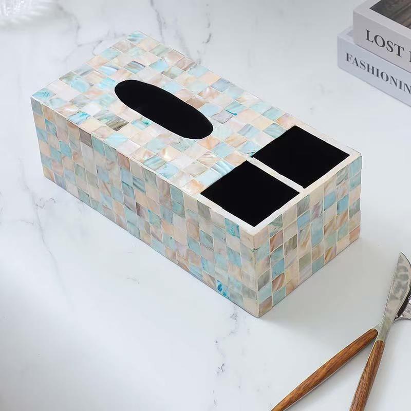Luxury Mother of Pearl Tissue Box Cover – Handcrafted Decorative Holder