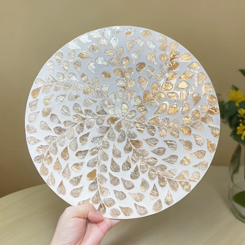 Handmade Mother of Pearl Inlay Plate for Serving & Display