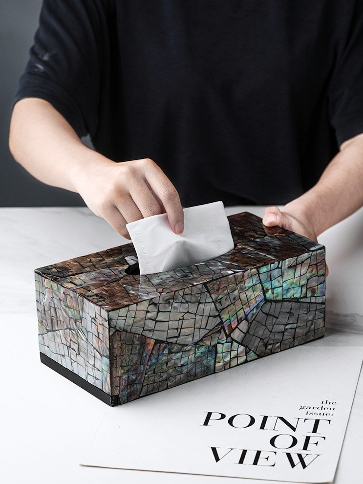 Handcrafted Mother of Pearl Inlay Tissue Box Cover