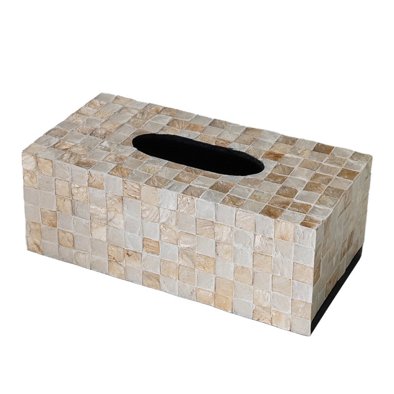Artisan Mother of Pearl Mosaic Tissue Holder – Elegant Home Decor